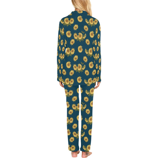 Sunflower Print Design LKS305 Women's Long Pajama Set