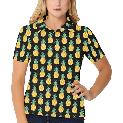 Pineapple Pattern Print Design A03 Women's Polo Shirt