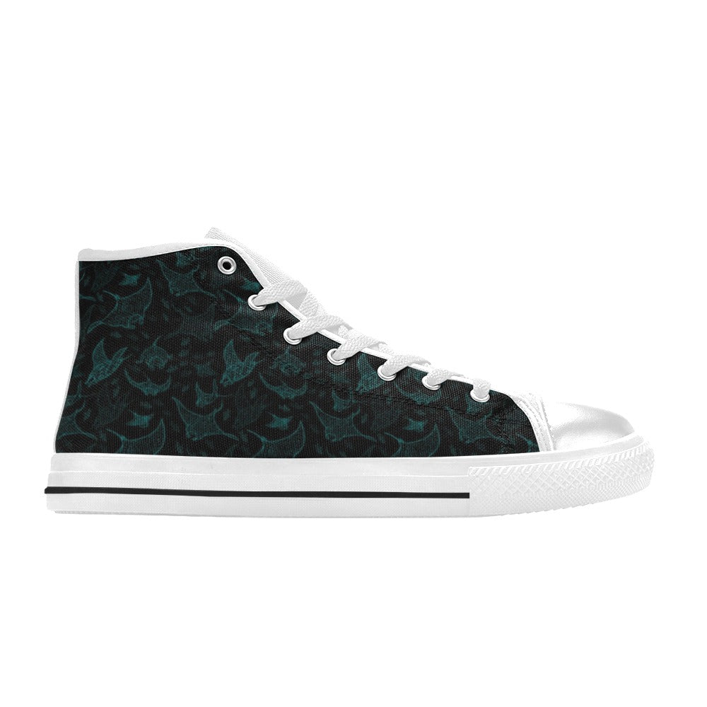 Manta Ray Print Design LKS402 Men's High Top Canvas Shoes