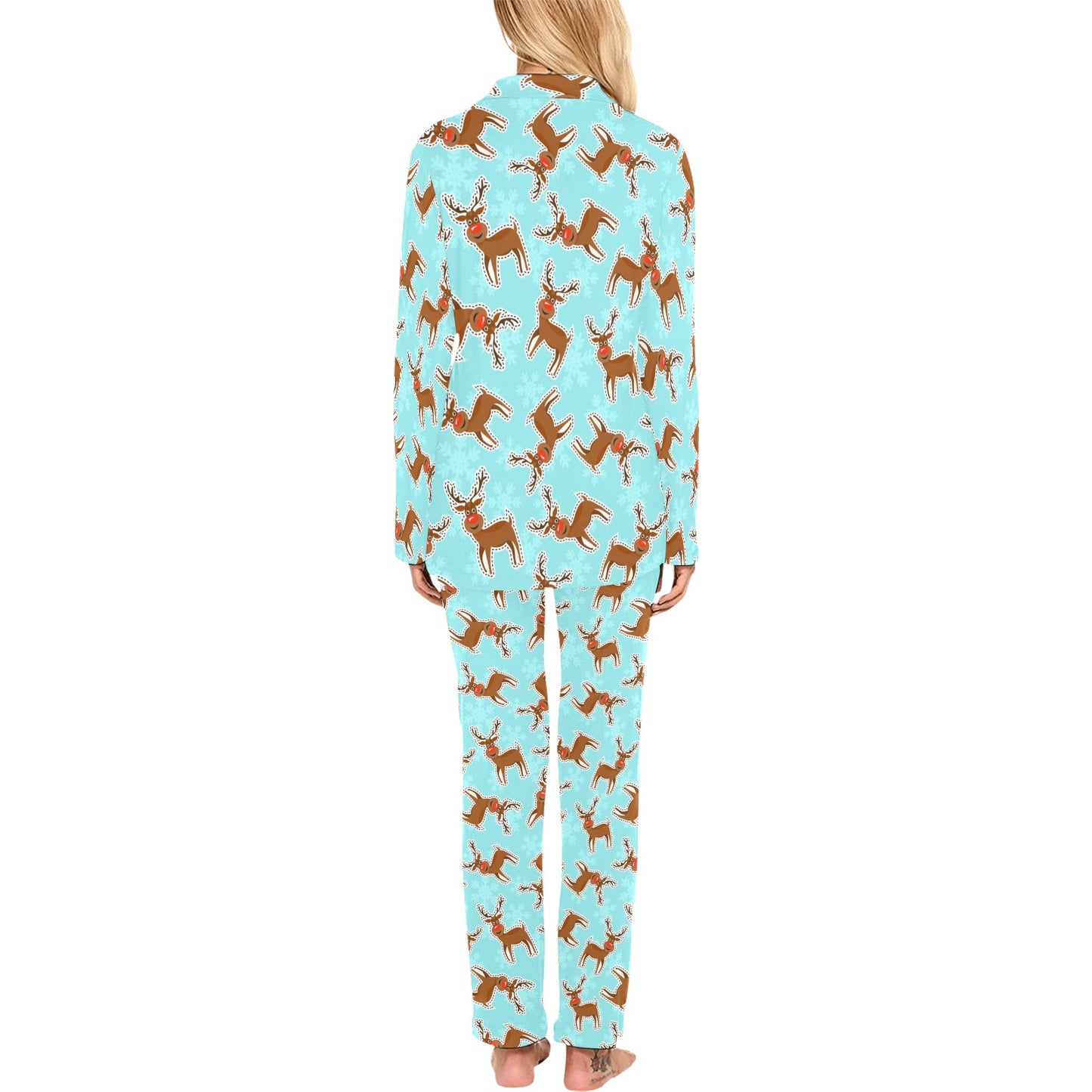 Reindeer Print Design LKS403 Women's Long Pajama Set