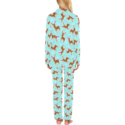 Reindeer Print Design LKS403 Women's Long Pajama Set