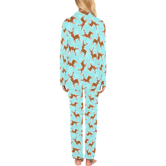 Reindeer Print Design LKS403 Women's Long Pajama Set