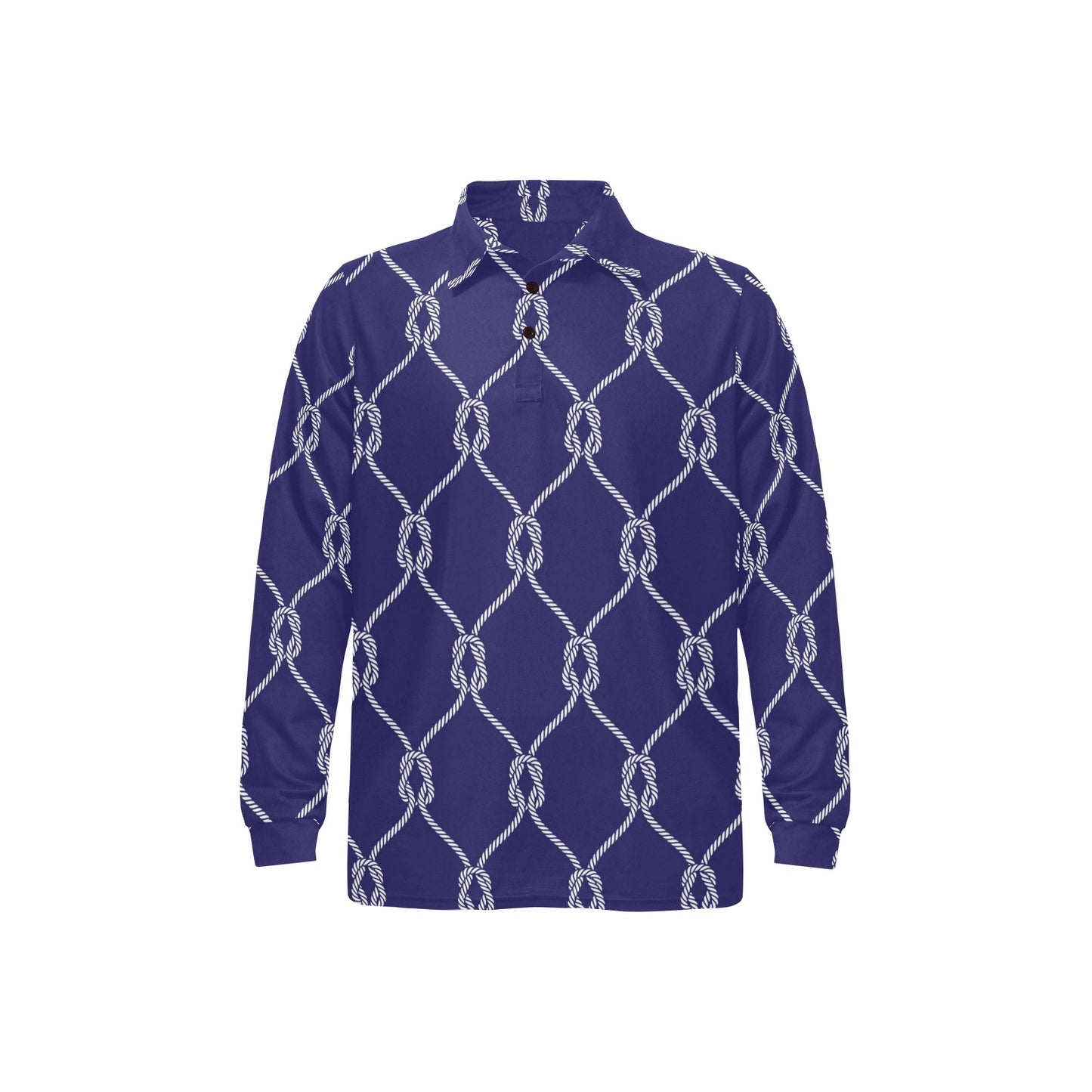 Rope Pattern Print Design A03 Long Sleeve Polo Shirt For Men's