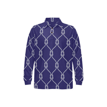 Rope Pattern Print Design A03 Long Sleeve Polo Shirt For Men's
