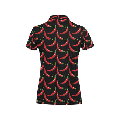 Chilli Pepper Pattern Print Design 01 Women's Polo Shirt