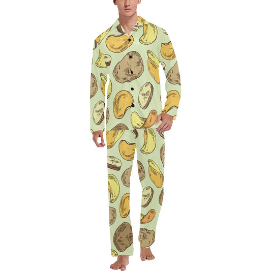 Potato Pattern Print Design A03 Men's Long Pajama Set