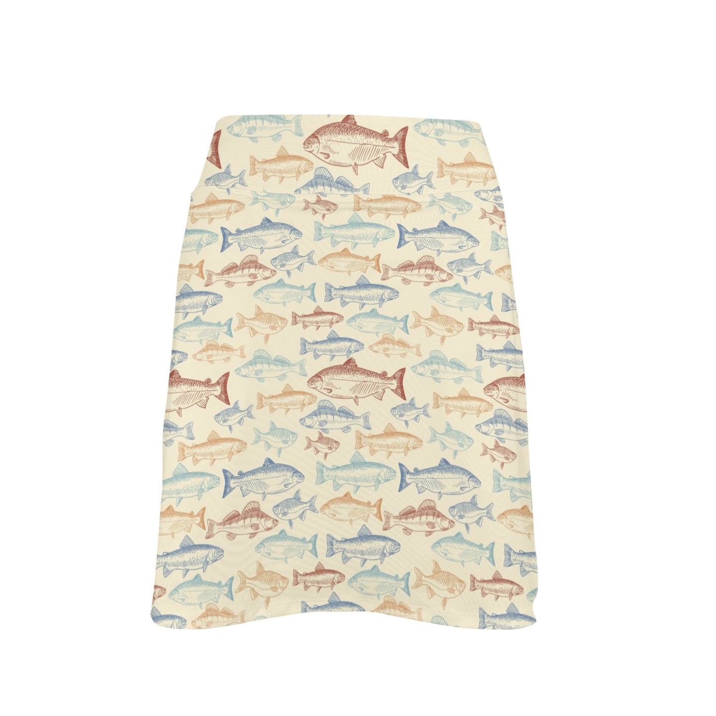 Salmon Fish Print Design LKS302 17" Golf & Pickleball Skort with Pockets