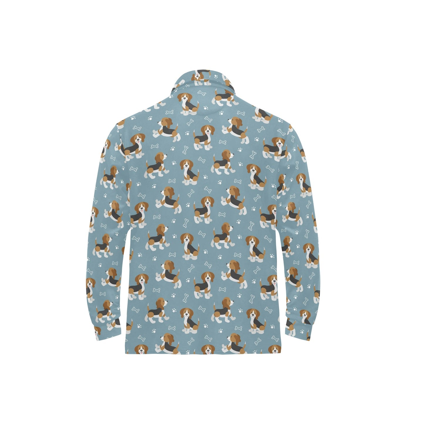 Beagle Pattern Print Design 02 Long Sleeve Polo Shirt For Men's