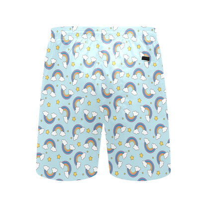 Rainbow Cloud Print Pattern Men's Swim Trunks Beach Shorts