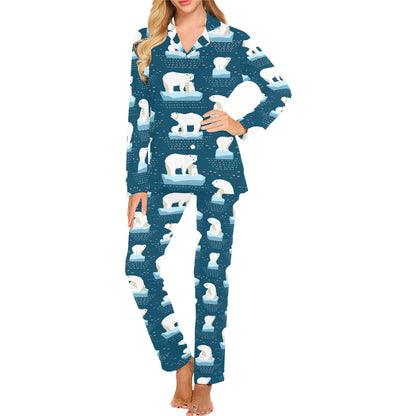 Polar Bear Pattern Print Design PB02 Women's Long Pajama Set