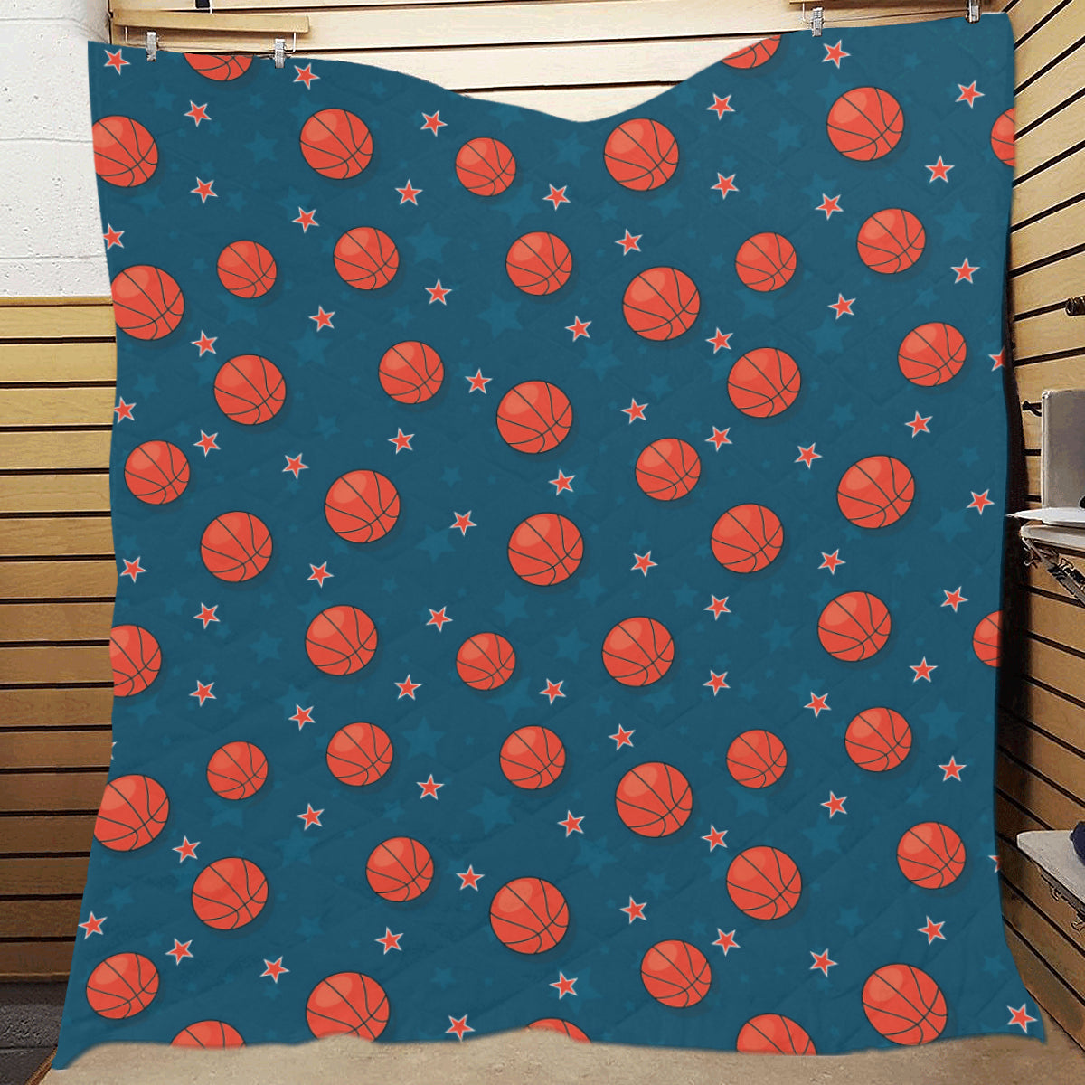 Basketball Pattern Print Design 02 Premium Quilt