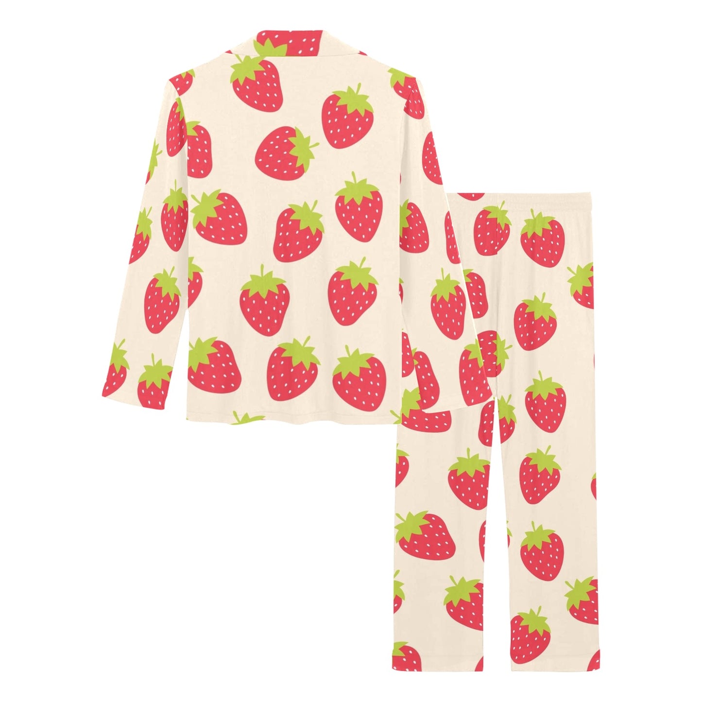 Strawberry Pattern Print Design SB02 Women's Long Pajama Set
