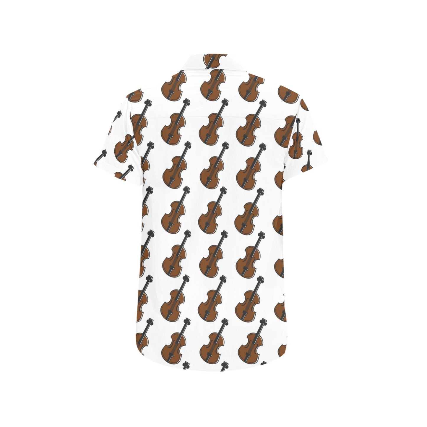 Violin Print Design LKS405 Men Short Sleeve Button Up Shirt