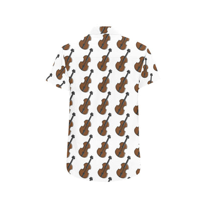 Violin Print Design LKS405 Men Short Sleeve Button Up Shirt