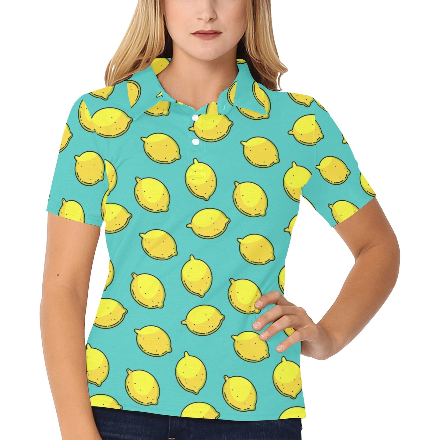 Lemon Pattern Print Design LM04 Women's Polo Shirt