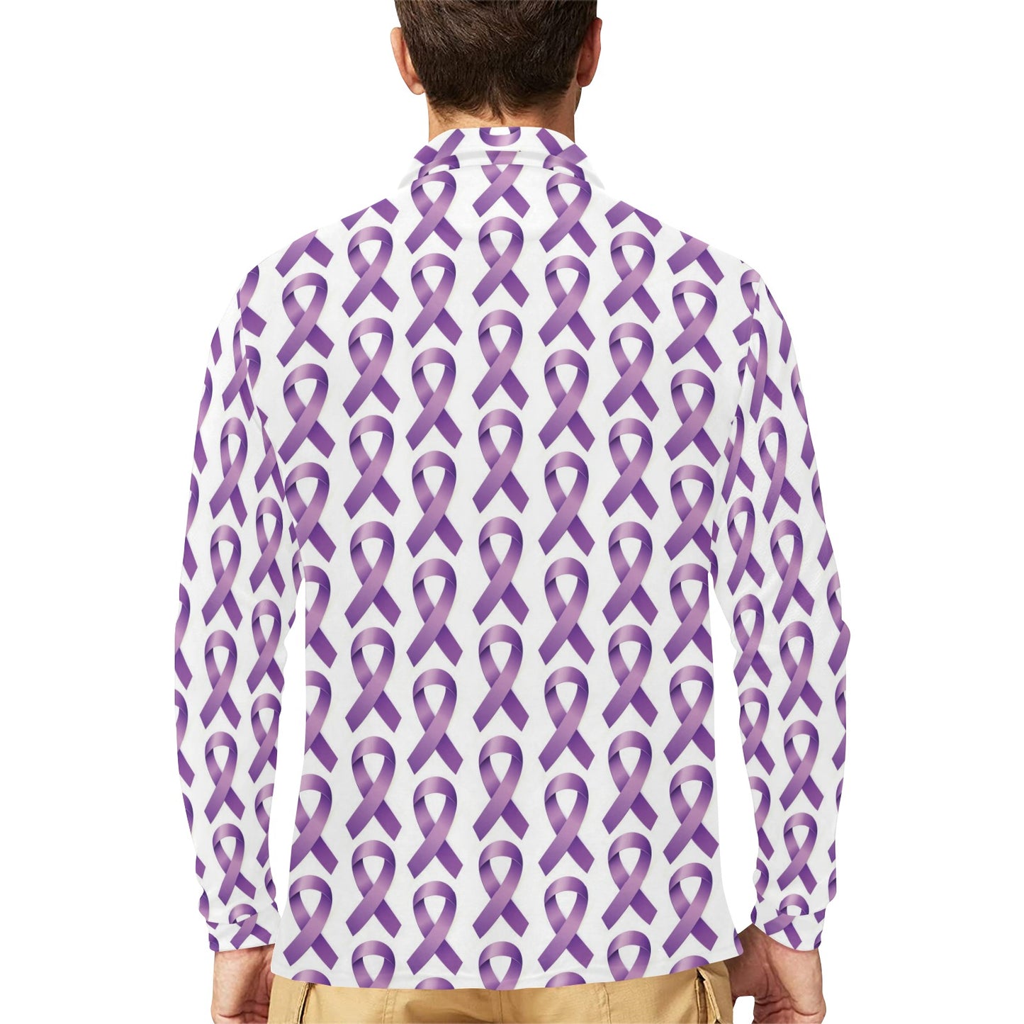 Pancreatic cancer Pattern Print Design A01 Long Sleeve Polo Shirt For Men's