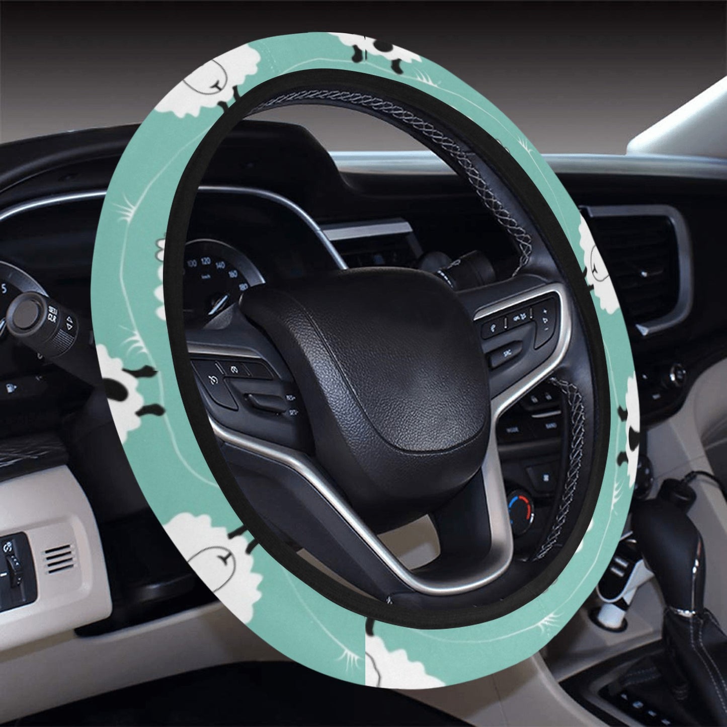 Sheep Print Design LKS404 Steering Wheel Cover with Elastic Edge