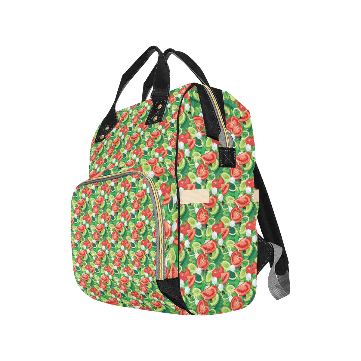 Vegan Salad Themed Design Print Diaper Bag Backpack