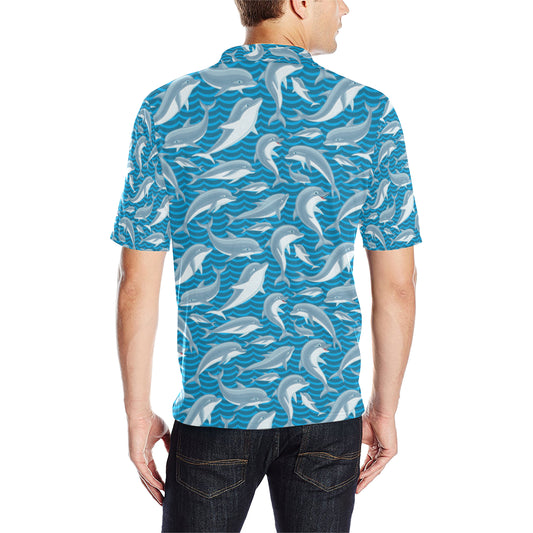 Dolphin Cute Print Pattern Men Polo Shirt