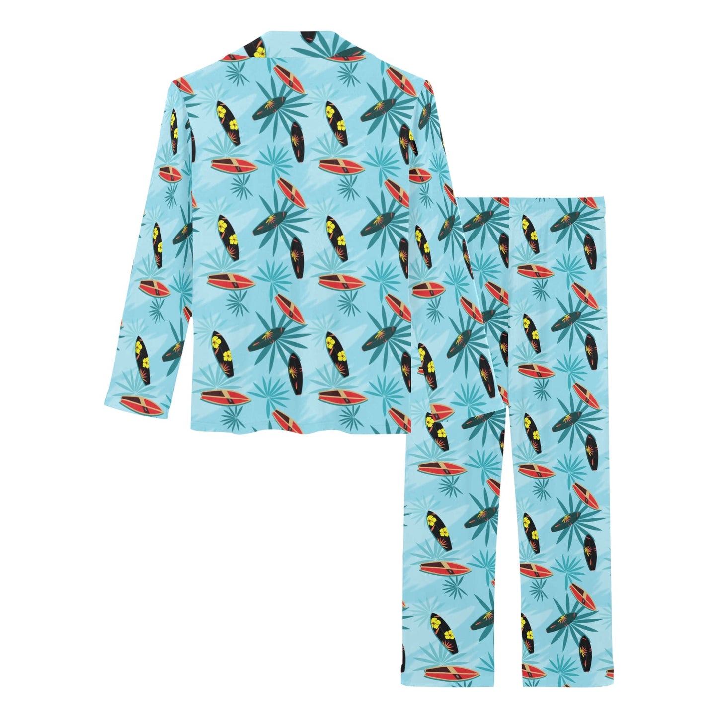 Surfboard Themed Pattern Women's Long Pajama Set