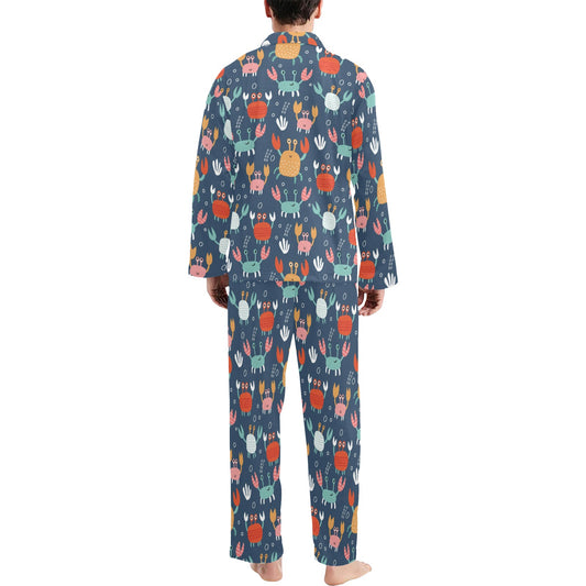 Crab Pattern Print Design 05 Men's Long Pajama Set