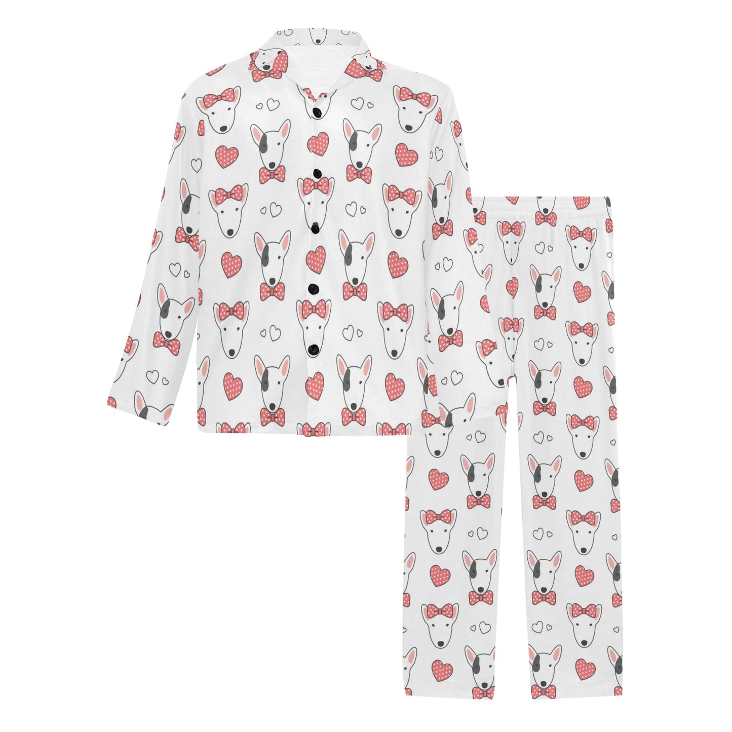 Bull Terriers Pattern Print Design 08 Men's Long Pajama Set