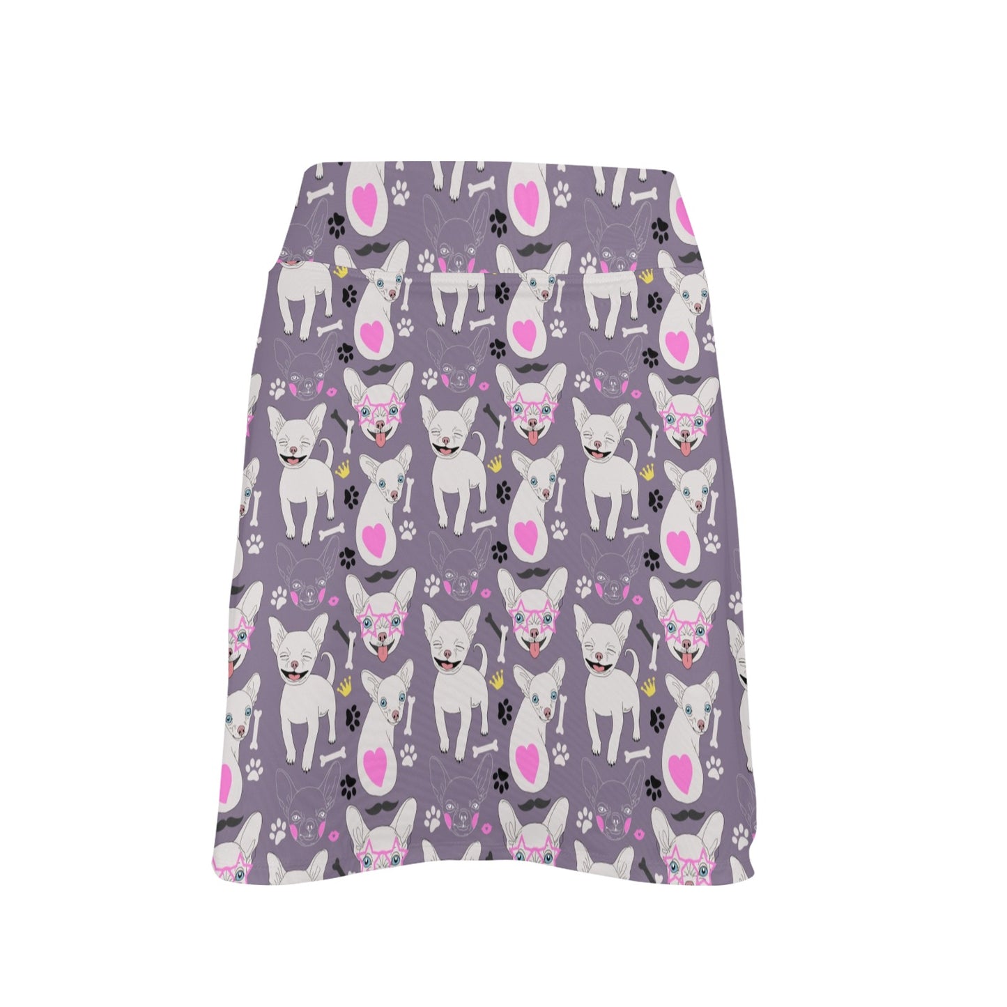 Chihuahua Happy Pattern 17" Golf & Pickleball Skort with Pockets