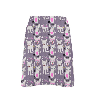 Chihuahua Happy Pattern 17" Golf & Pickleball Skort with Pockets