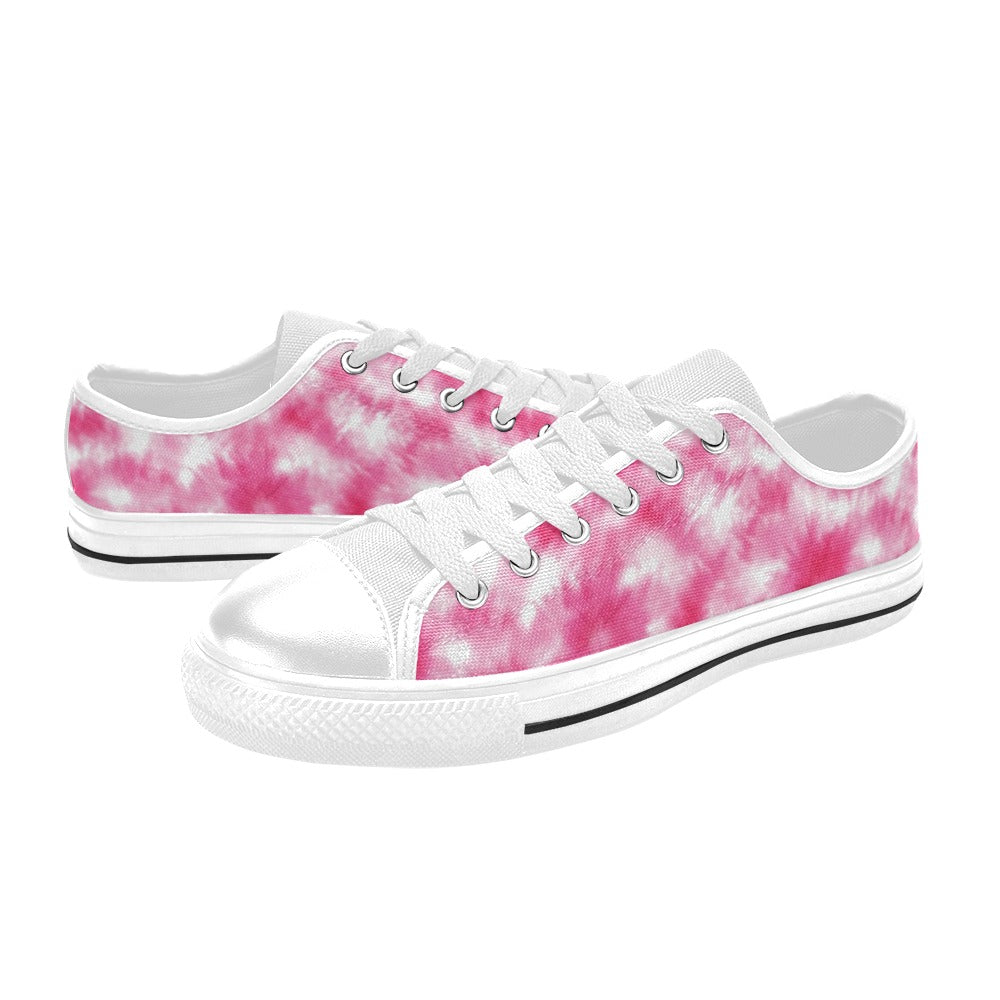 Tie Dye Pink Print Design LKS304 Women's White Low Top Shoes