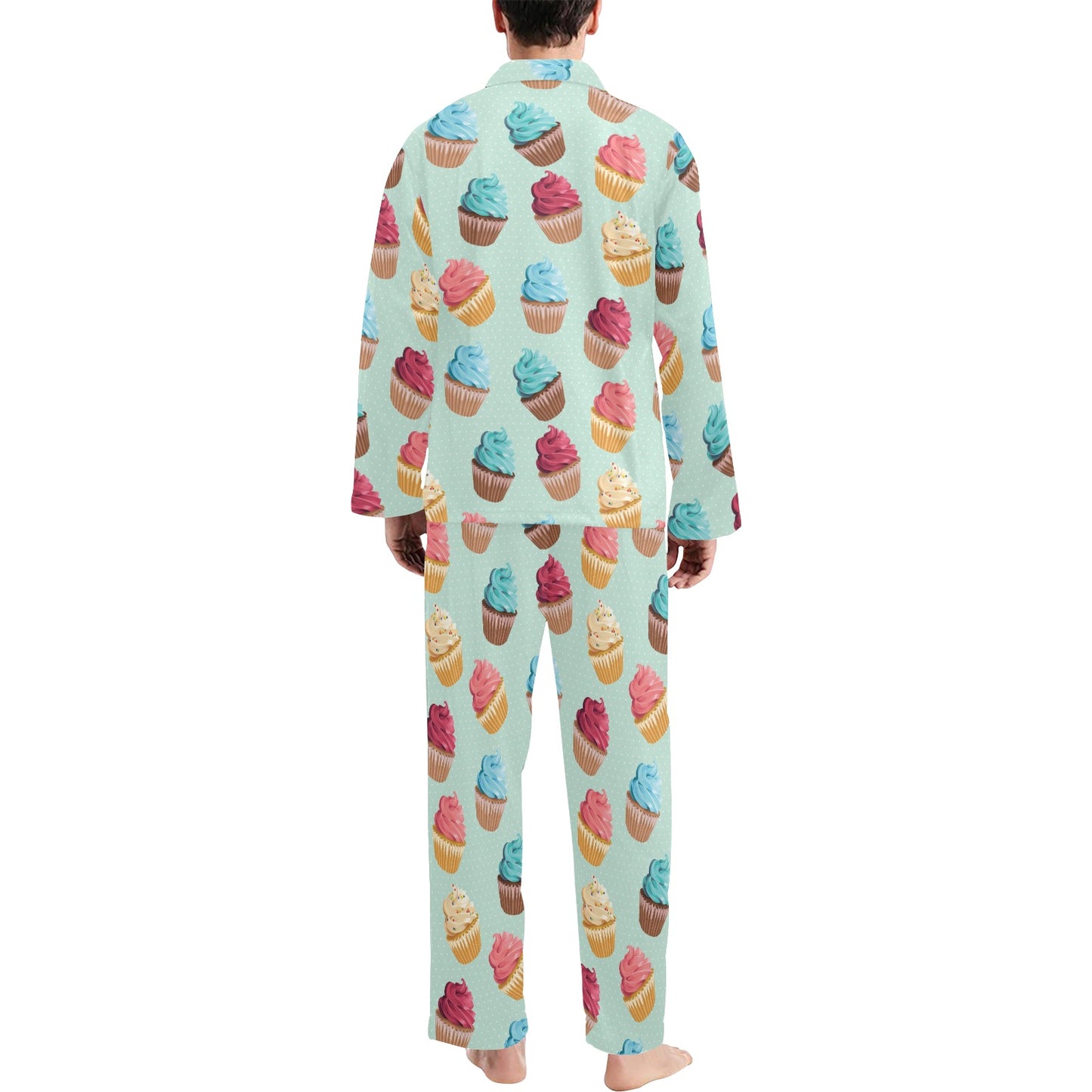 Cupcake Pattern Print Design 01 Men's Long Pajama Set