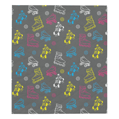 Roller skate Pattern Print Design A02 Premium Quilt