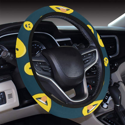Smiley Face Emoji Print Design LKS301 Steering Wheel Cover with Elastic Edge