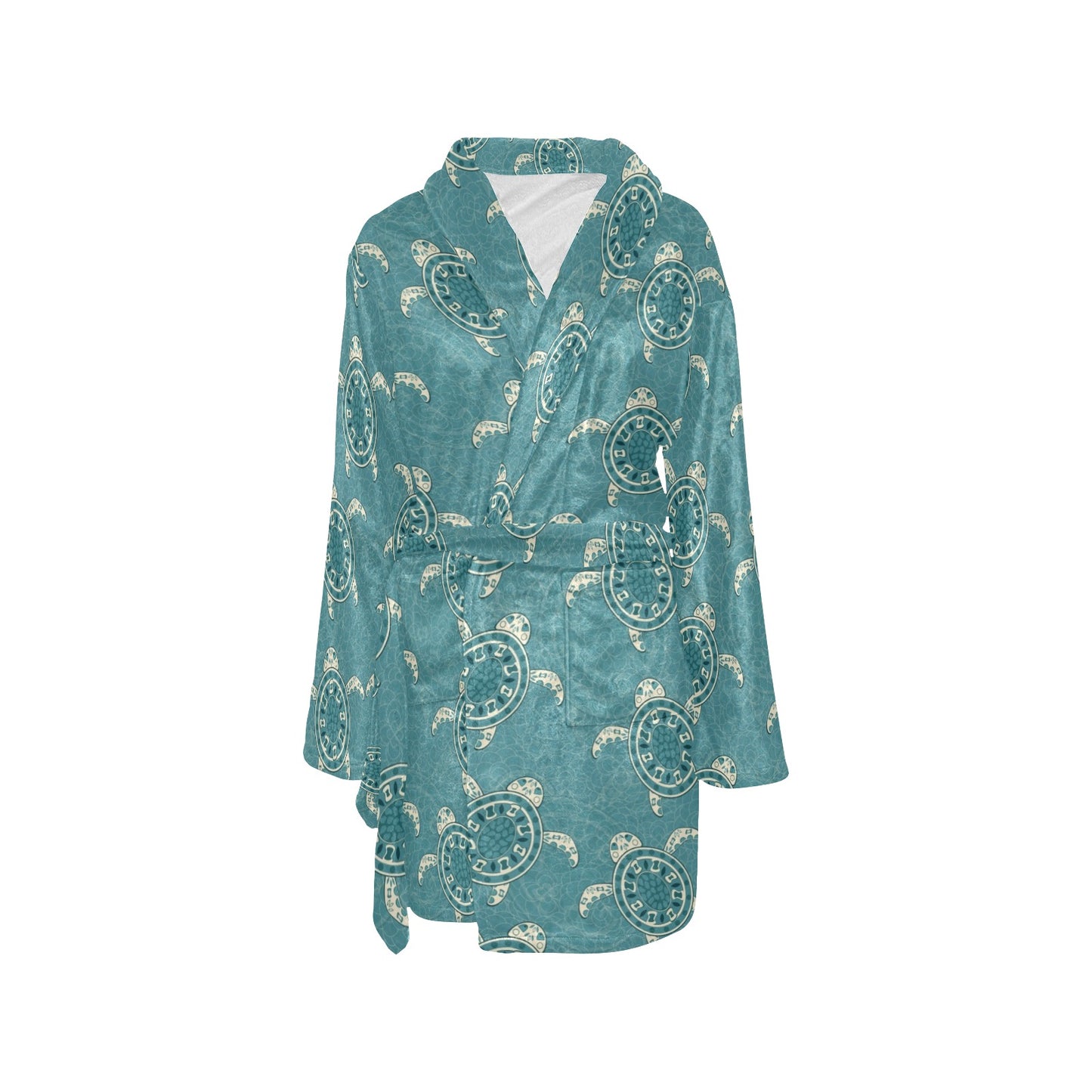 Sea Turtle Pattern Print Design T02 Women's Fleece Robe