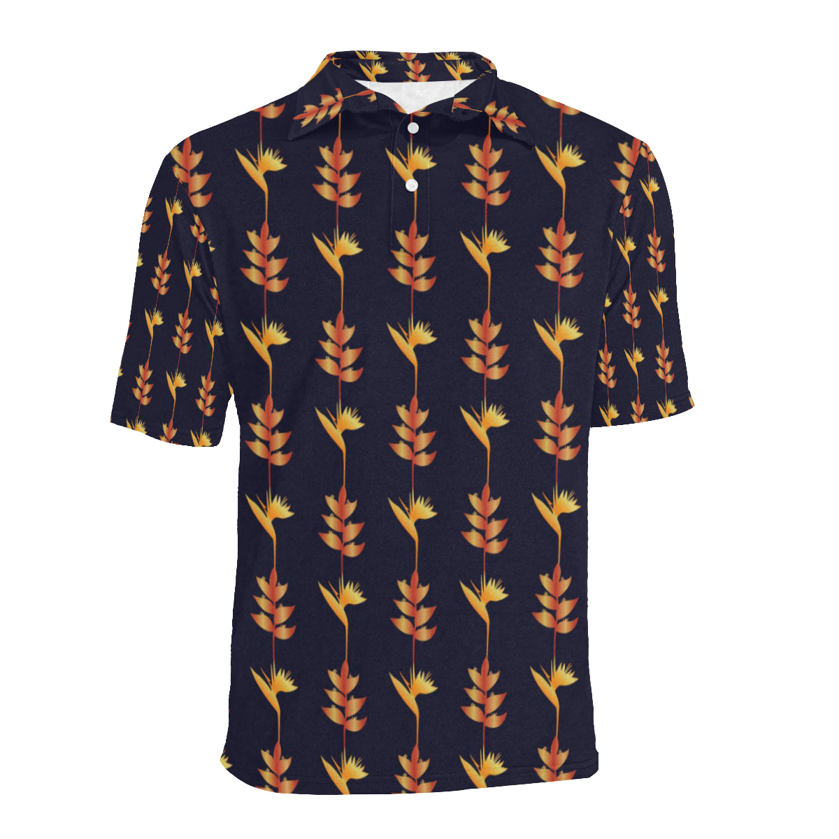 Heliconia Pattern Print Design HL06 Men Polo Shirt