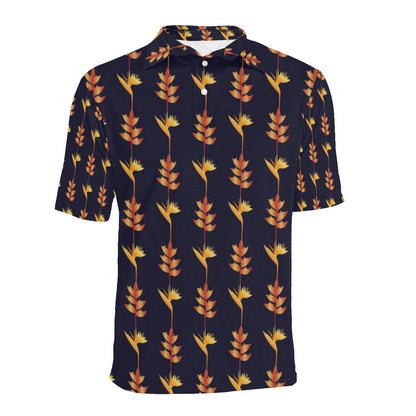 Heliconia Pattern Print Design HL06 Men Polo Shirt