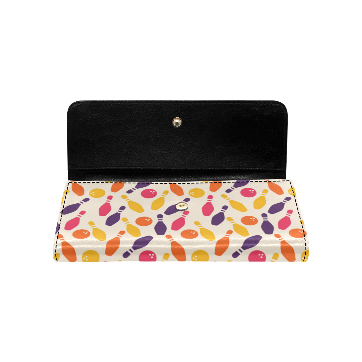 Bowling Pattern Print Design 06 Women's Trifold Wallet