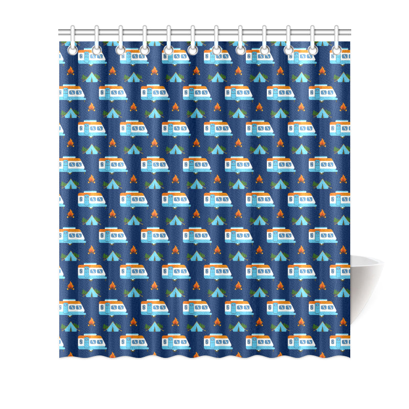 Camper Pattern Camping Themed No 3 Print Shower Curtain