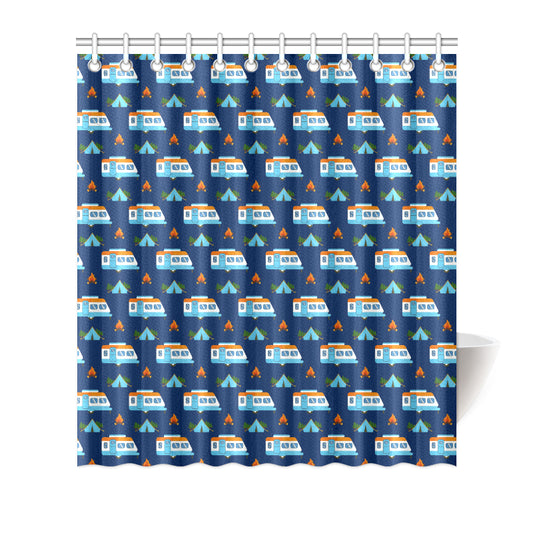 Camper Pattern Camping Themed No 3 Print Shower Curtain