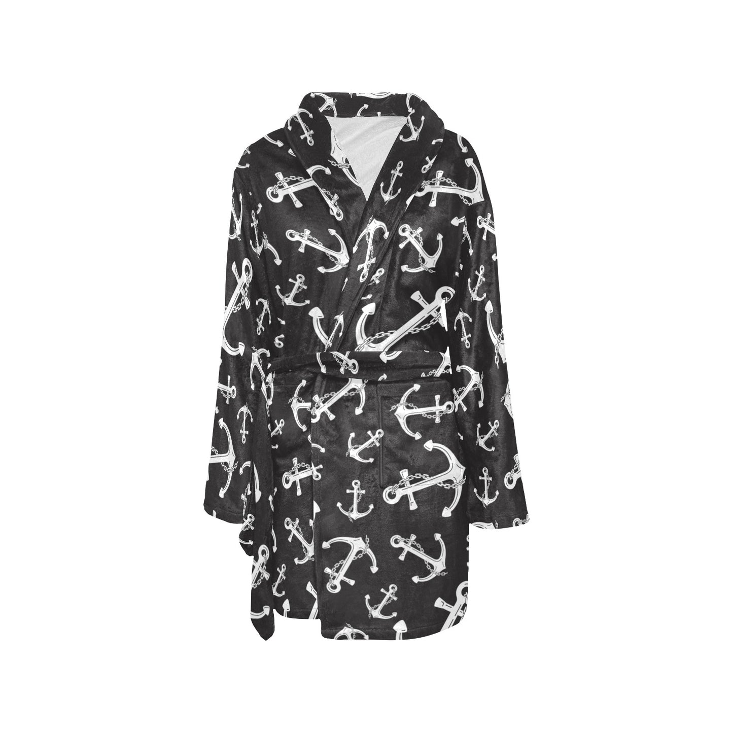 Anchor Black White Women's Fleece Robe