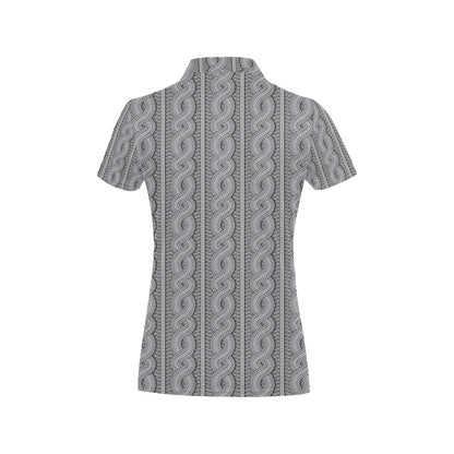 Cable Knit Pattern Print Design 01 Women's Polo Shirt
