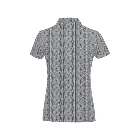 Cable Knit Pattern Print Design 01 Women's Polo Shirt