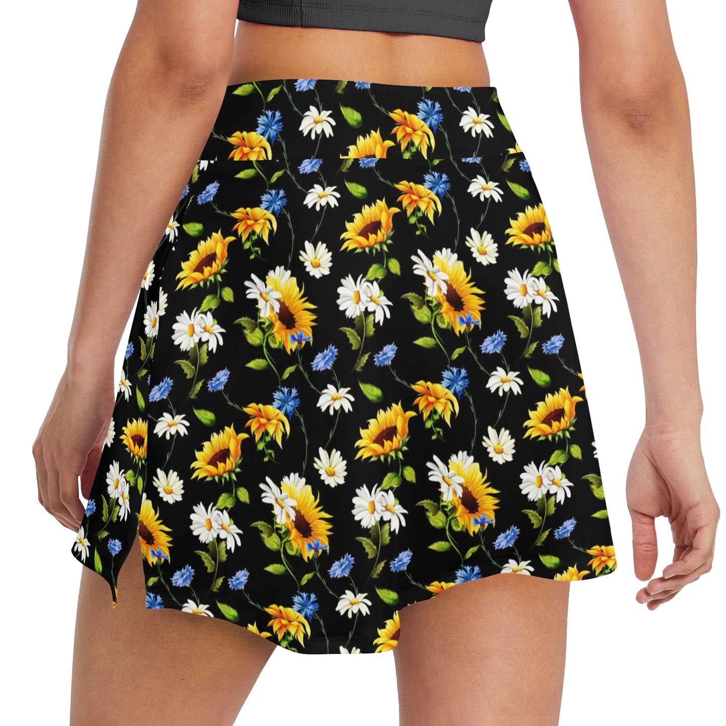 Sunflower Chamomile Bright Color Print 17" Golf & Pickleball Skort with Pockets
