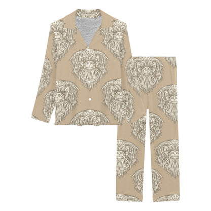 Pekingese Pattern Print Design A01 Women's Long Pajama Set