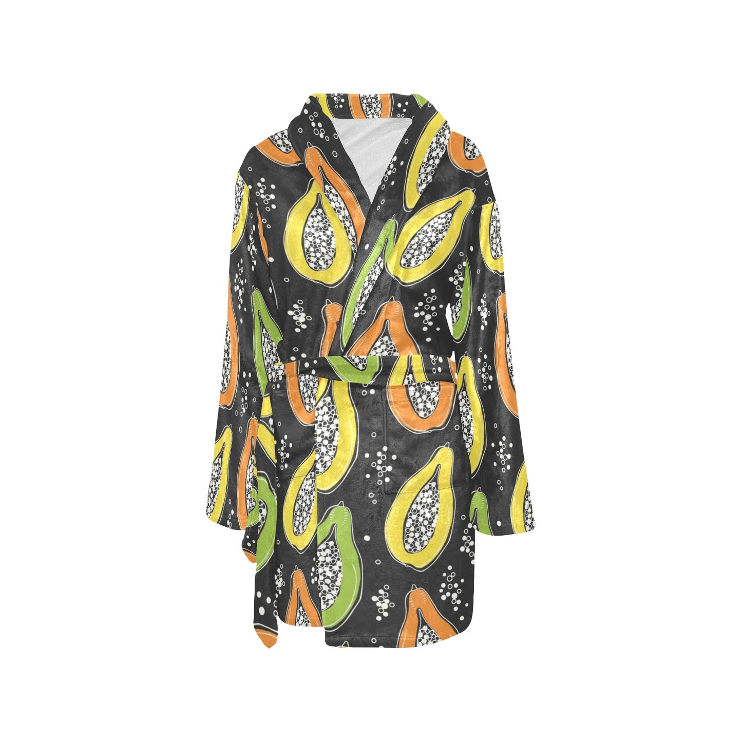 Papaya Pattern Print Design PP05 Women's Fleece Robe