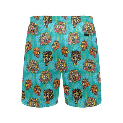 Tattoo Tiger Head Print Design LKS304 Men's Swim Trunks Beach Shorts