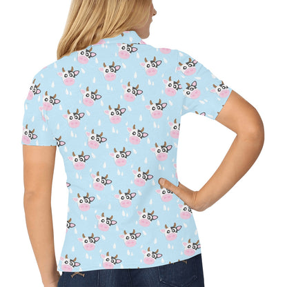 Cow Pattern Print Design 07 Women's Polo Shirt