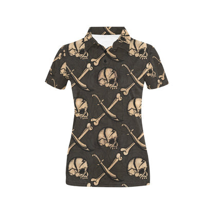 Pirate Pattern Print Design A03 Women's Polo Shirt
