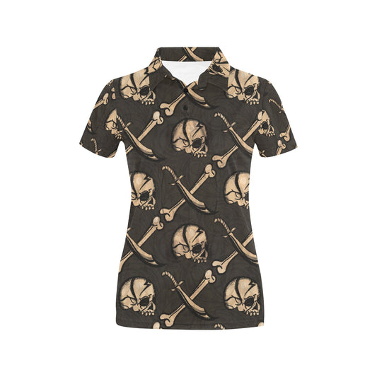 Pirate Pattern Print Design A03 Women's Polo Shirt