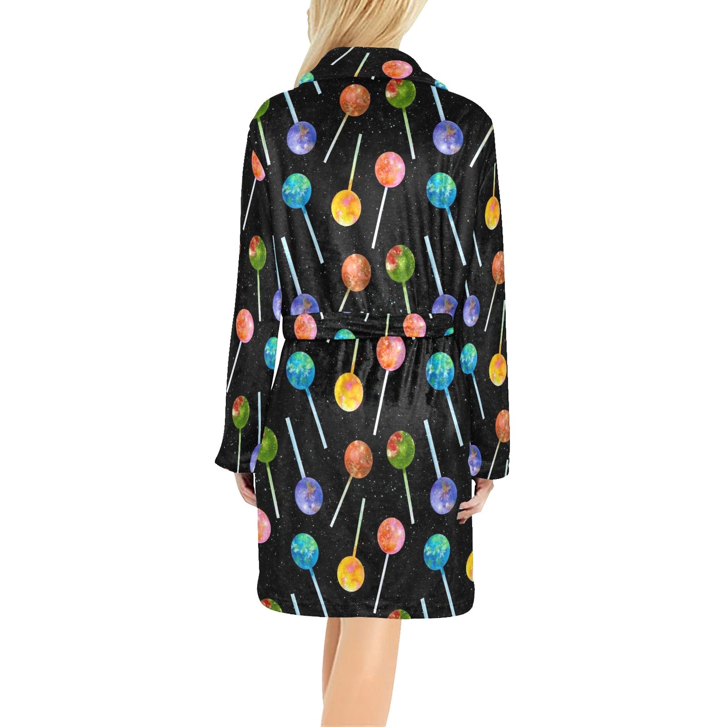 Lollipop Pattern Print Design LL04 Women's Fleece Robe