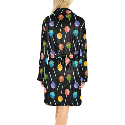 Lollipop Pattern Print Design LL04 Women's Fleece Robe
